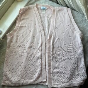 Darling Baby Pink Knit Geometric Cardigan Vest